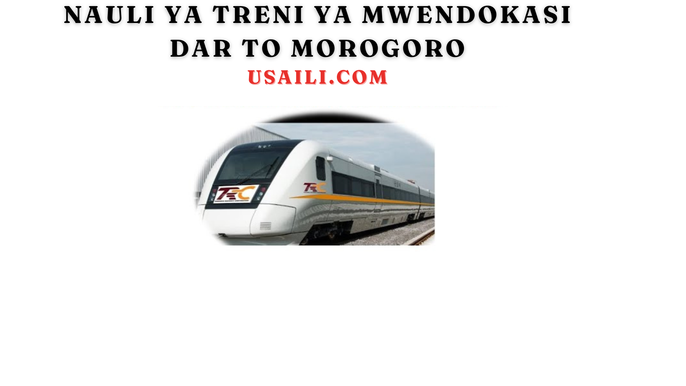 Nauli ya treni ya mwendokasi dar to morogoro